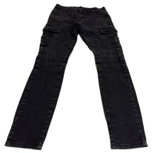 THRT Jeans Mens Size 30‎ Black Cargo Pants Distressed Denim Grunge